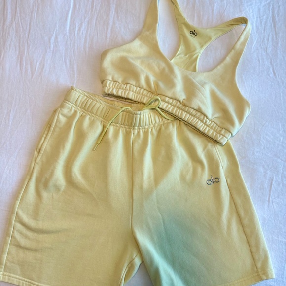 Alo Yoga Matching Sweat Short Set in Yellow - Picture 3 of 3